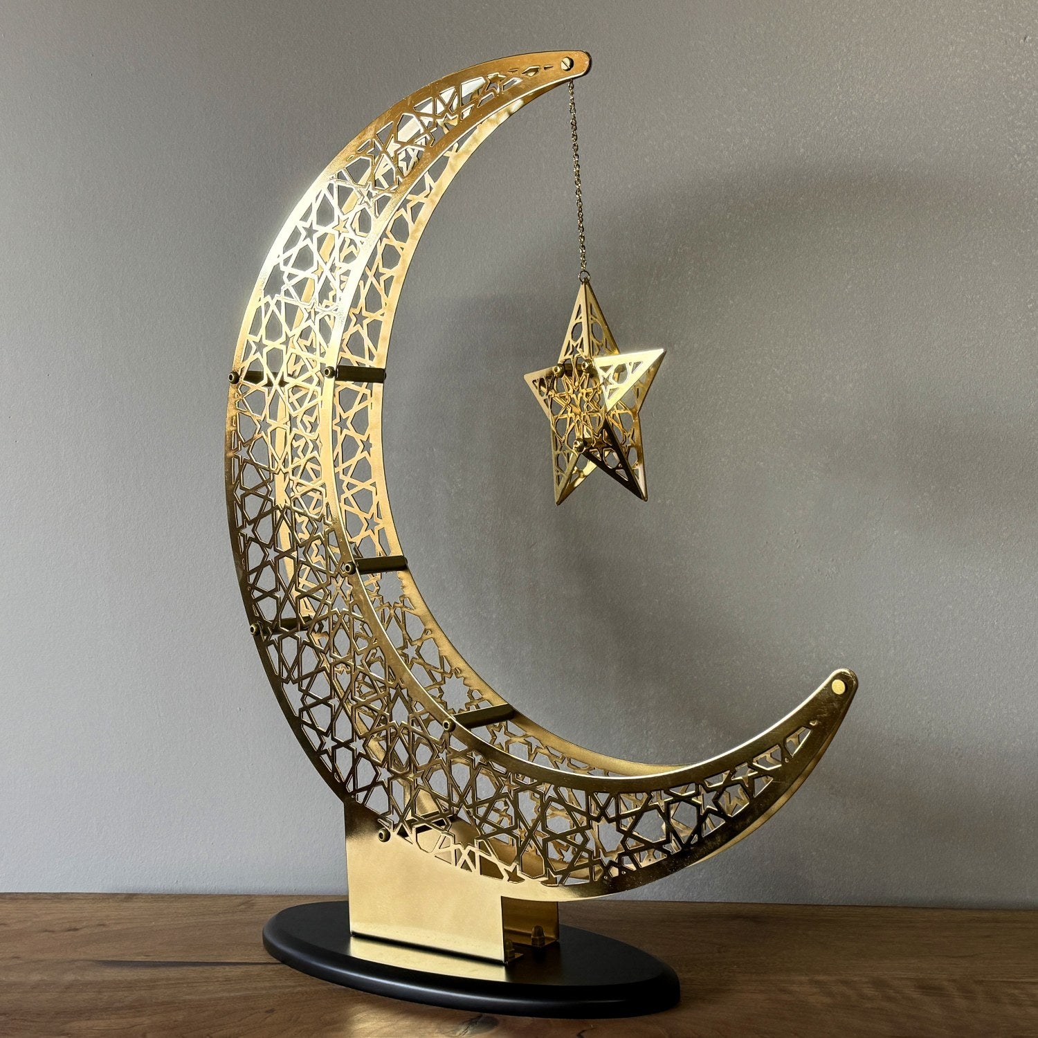 Crescent and Star Shiny Metal Ramadan Decor – Shukran Islamic Arts