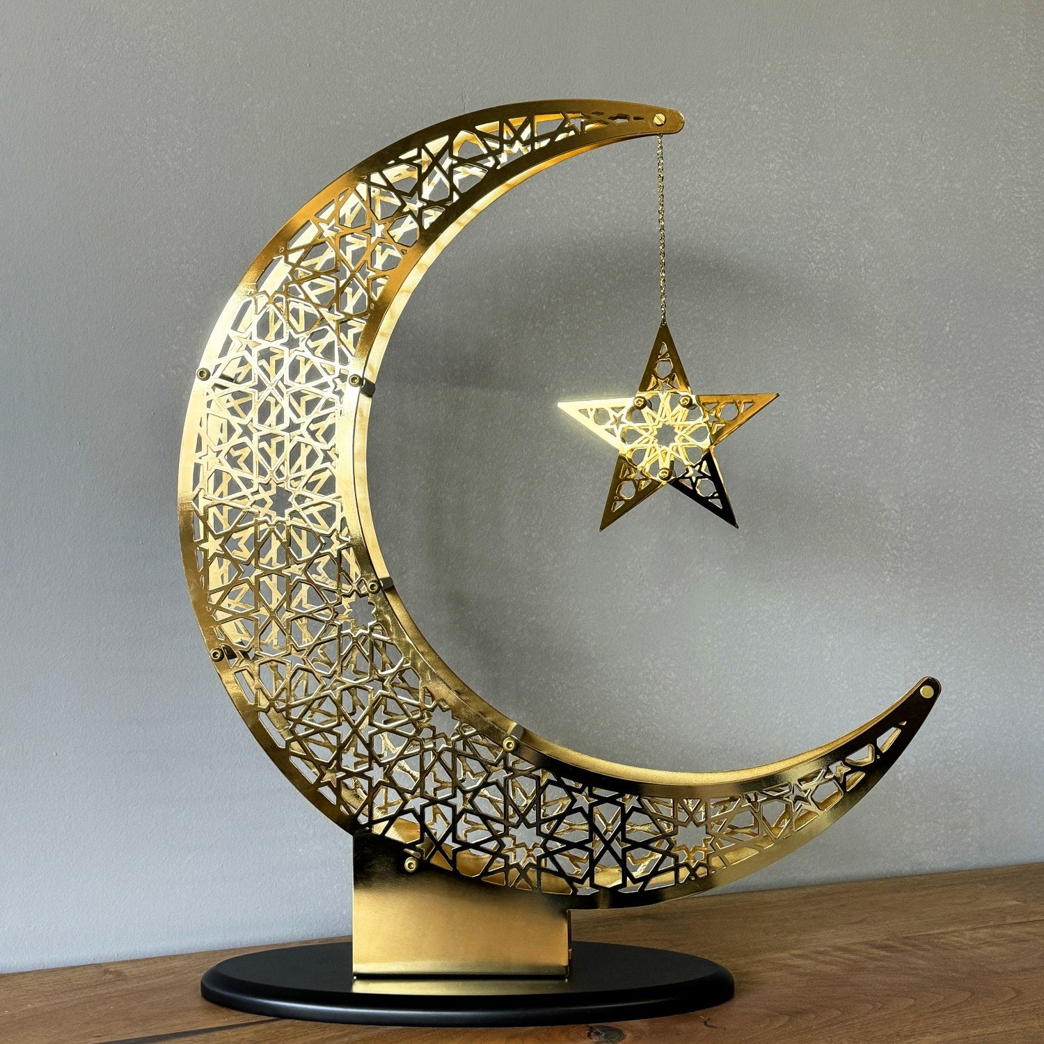 Crescent and Star Shiny Metal Ramadan Decor – Shukran Islamic Arts